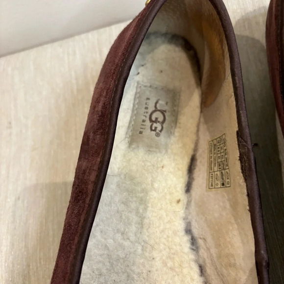 UGG Sz  10 Alloway Suede Bow and Studs Shearling Lined Round Toe Ballet Flats - Picture 5 of 10